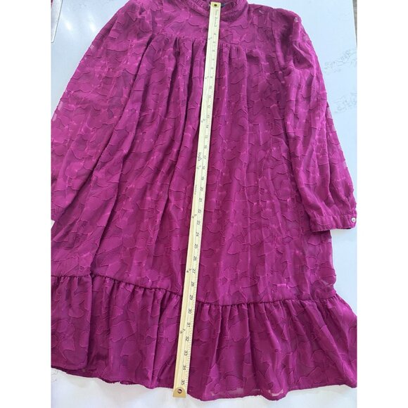 Tommy Hilfiger Dress Size 8 Pink/Purple Long Sleeve Embroidered Chiffon - Picture 8 of 16